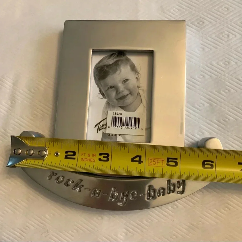 New! Rock-A-Bye Baby Chrome Heavy Baby Photo Frame 2.5 x 3.5” 1998 Keepsake